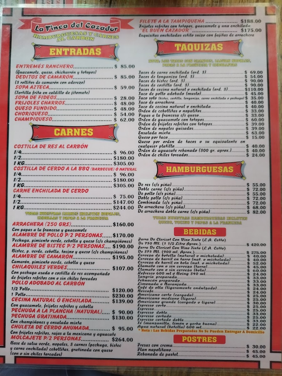 LA FINCA DEL CAZADOR Menu - Image 1